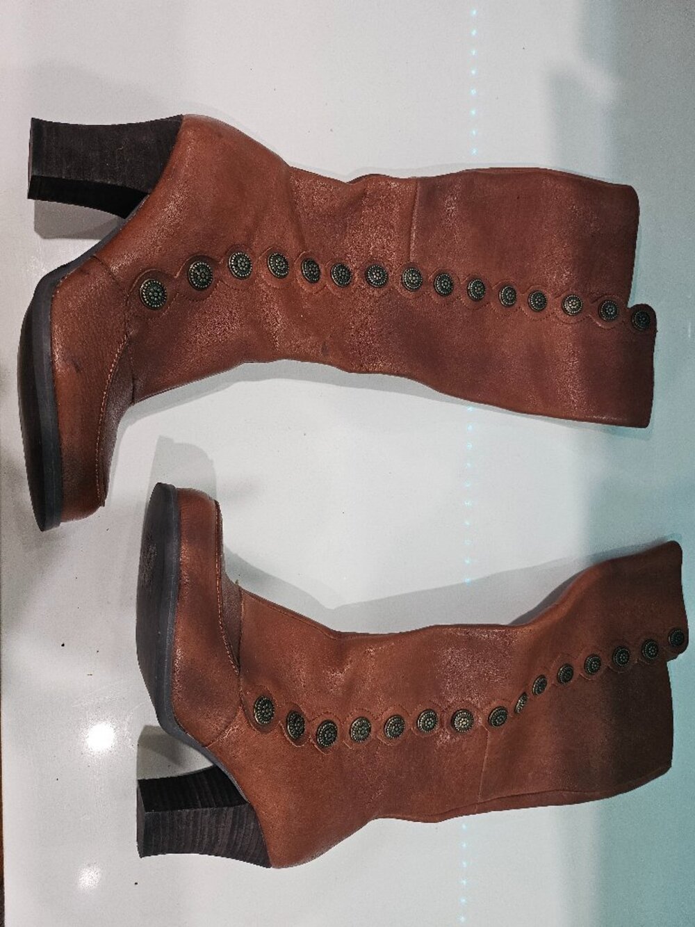 Brown knee high boots genuine leather woman 11 wide calf friendly